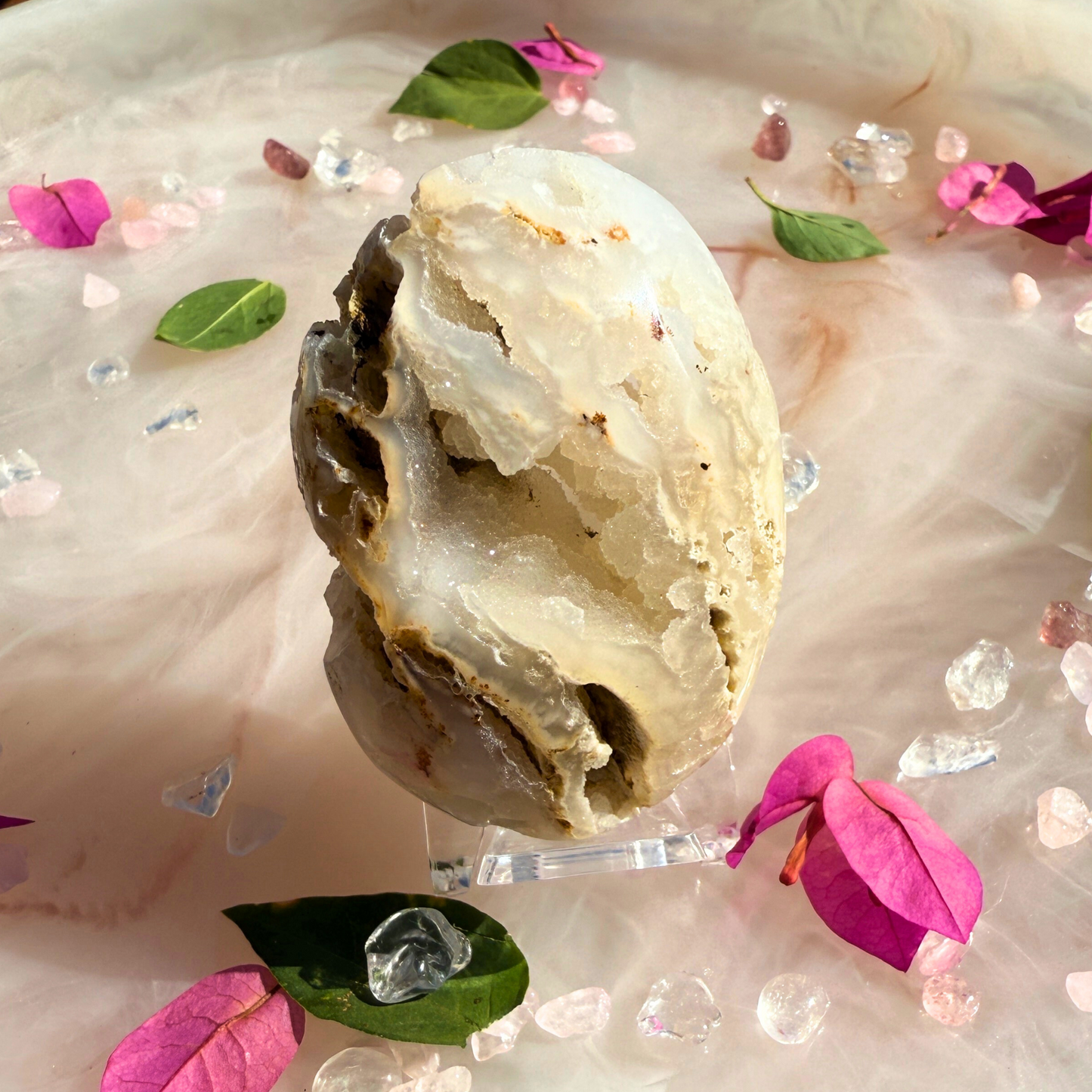 🌼 Bloom Baby Bloom – Druzy Flower Agate Palmstone (Indonesian) 💫