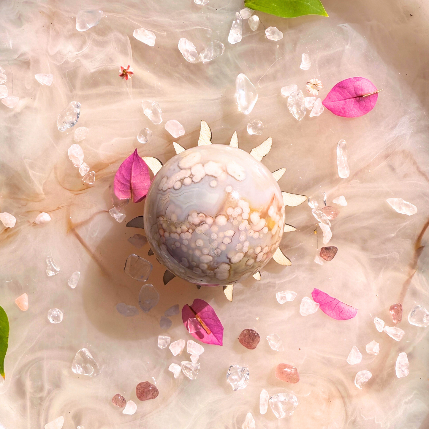 🌼 Bloom Within – Flower Agate Mini Sphere