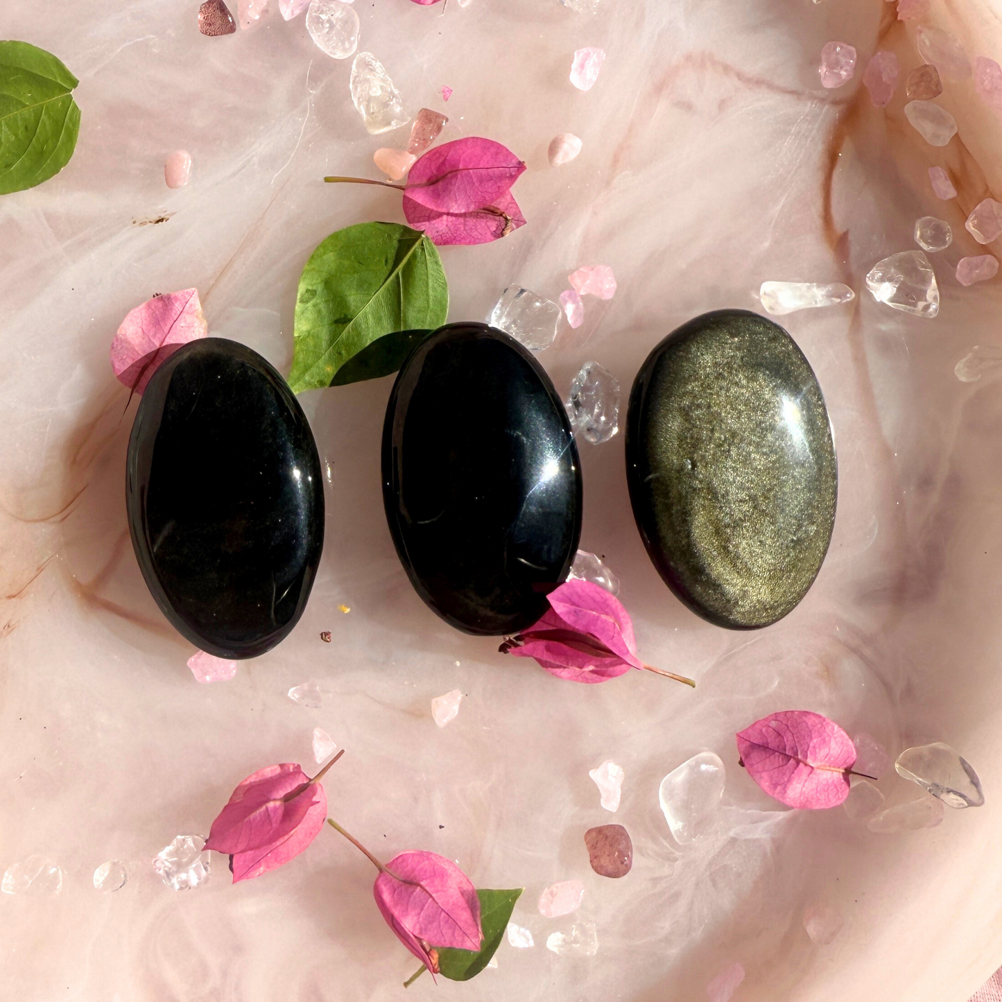 🌟 “Golden Rejection is Protection” – Gold Sheen Obsidian Palmstone