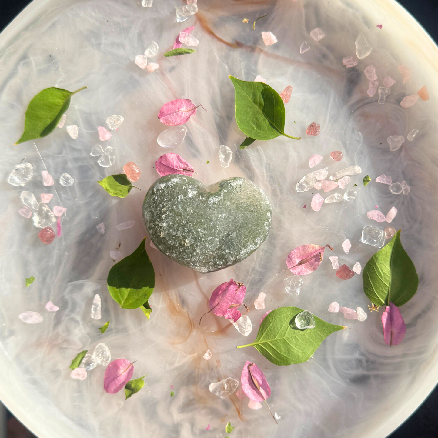 💚 “Heart of Sparkle, Soul of Chill” – Druzy Green Quartz Heart #2 (Yes, She’s Got a Sister)