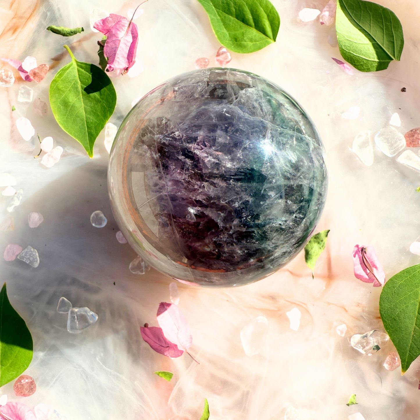 🌌 "Dream Decoder" – Rainbow Fluorite Sphere
