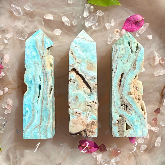 🌊 Ocean Dreams – Blue Aragonite Towers with Druzy