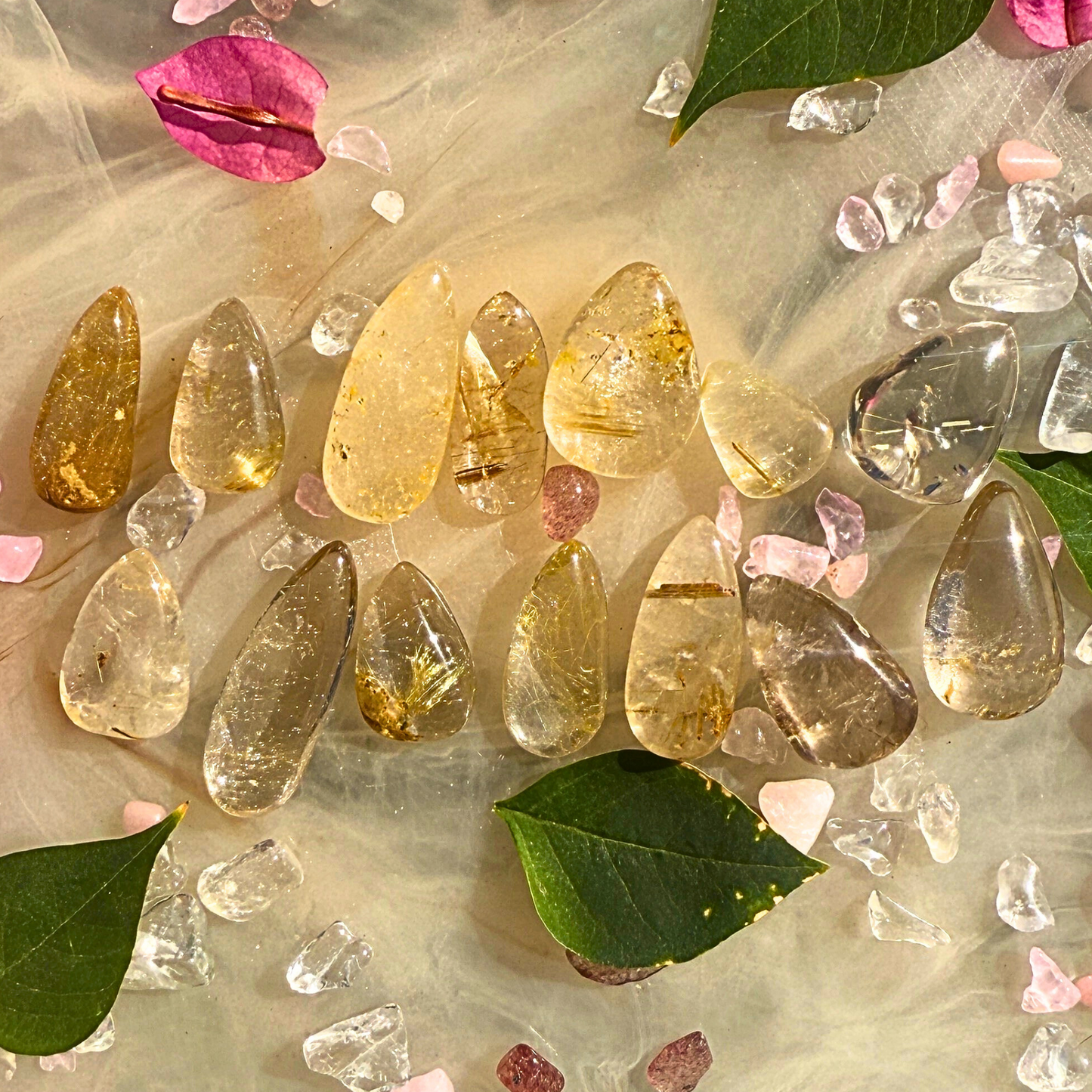 ☀️ Golden Thread – Rutilated Quartz Cabochons (Intuitively Chosen)