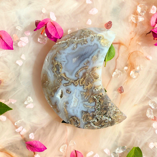 🌿 Moondreamers – Moss Agate Crescent Moons| You choose 💚