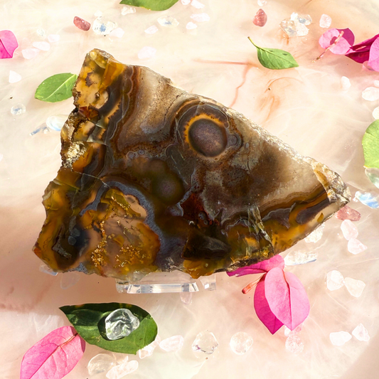 🌌 Galactic Garden – Moss in Chalcedony Slab 🌿💫🪐