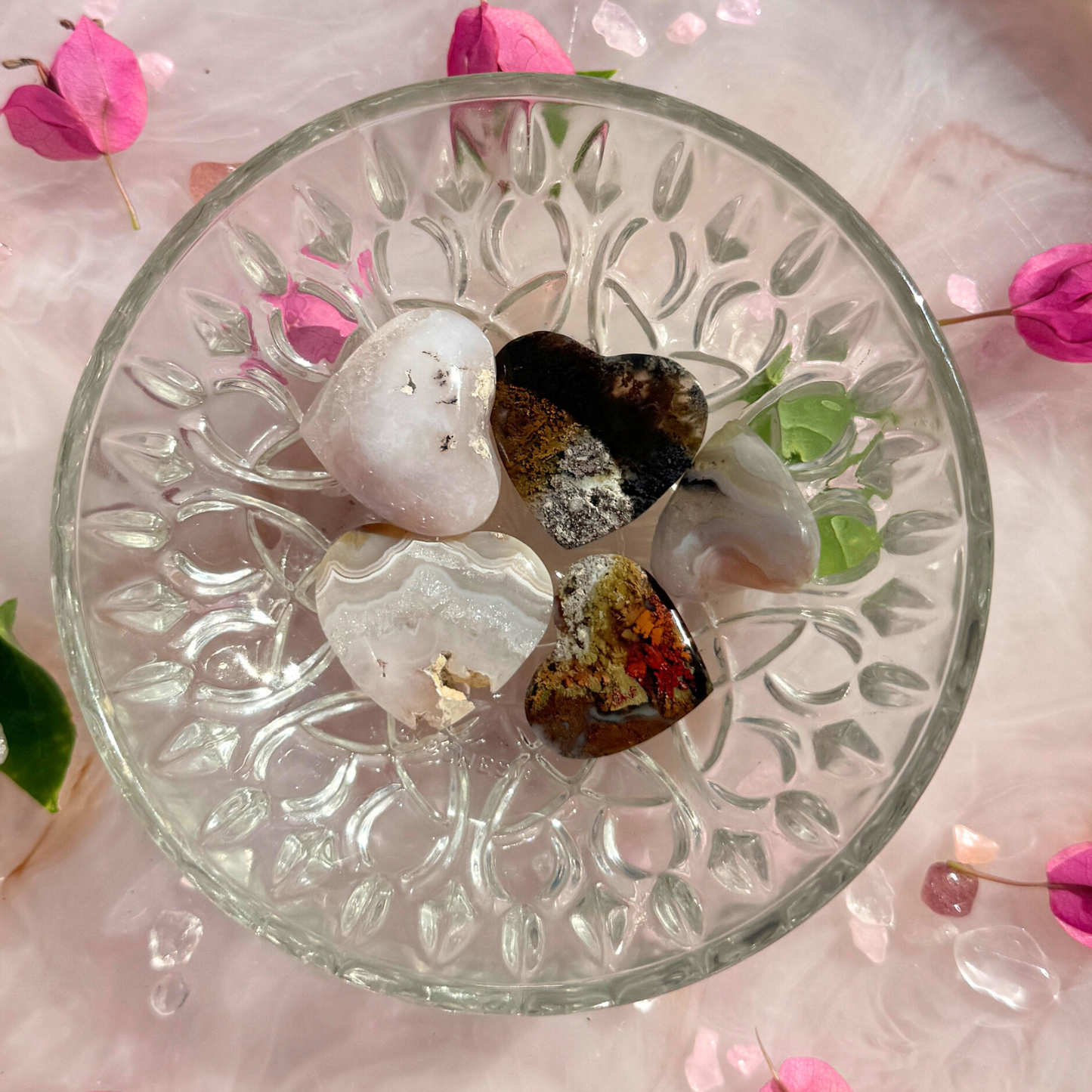 💫 “Galactic Heartbreak” – Nebula Agate Mini Hearts