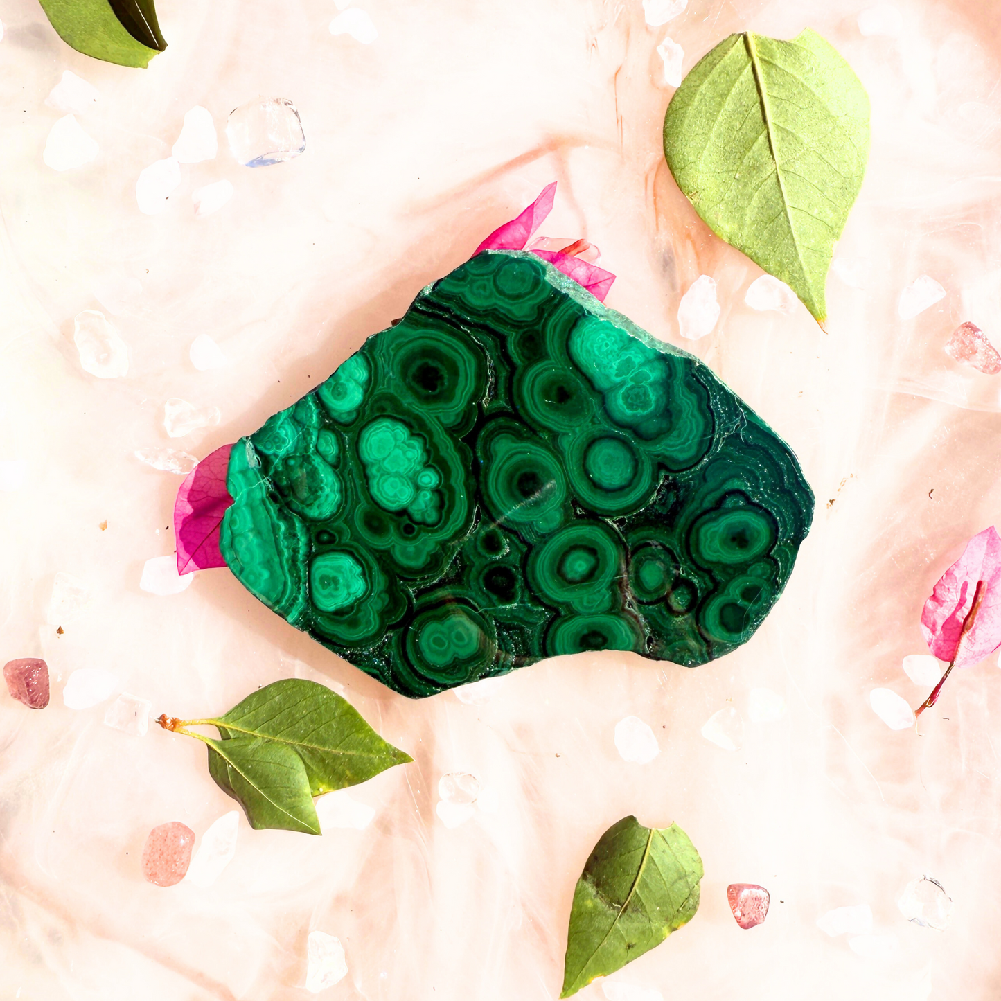 💚 “Bullseye Babe” – Malachite Slab