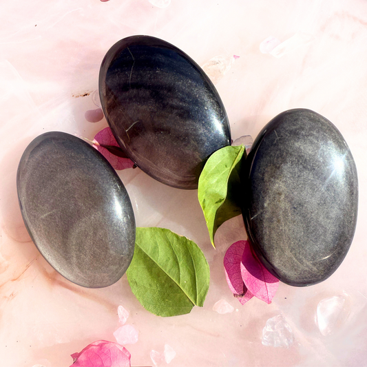 💎 “Sheen Me Up, Scotty” – Silver Sheen Obsidian Palmstone
