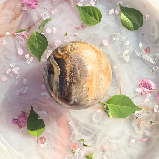 🍯 “Mocha Magic” – Chocolate Calcite Sphere